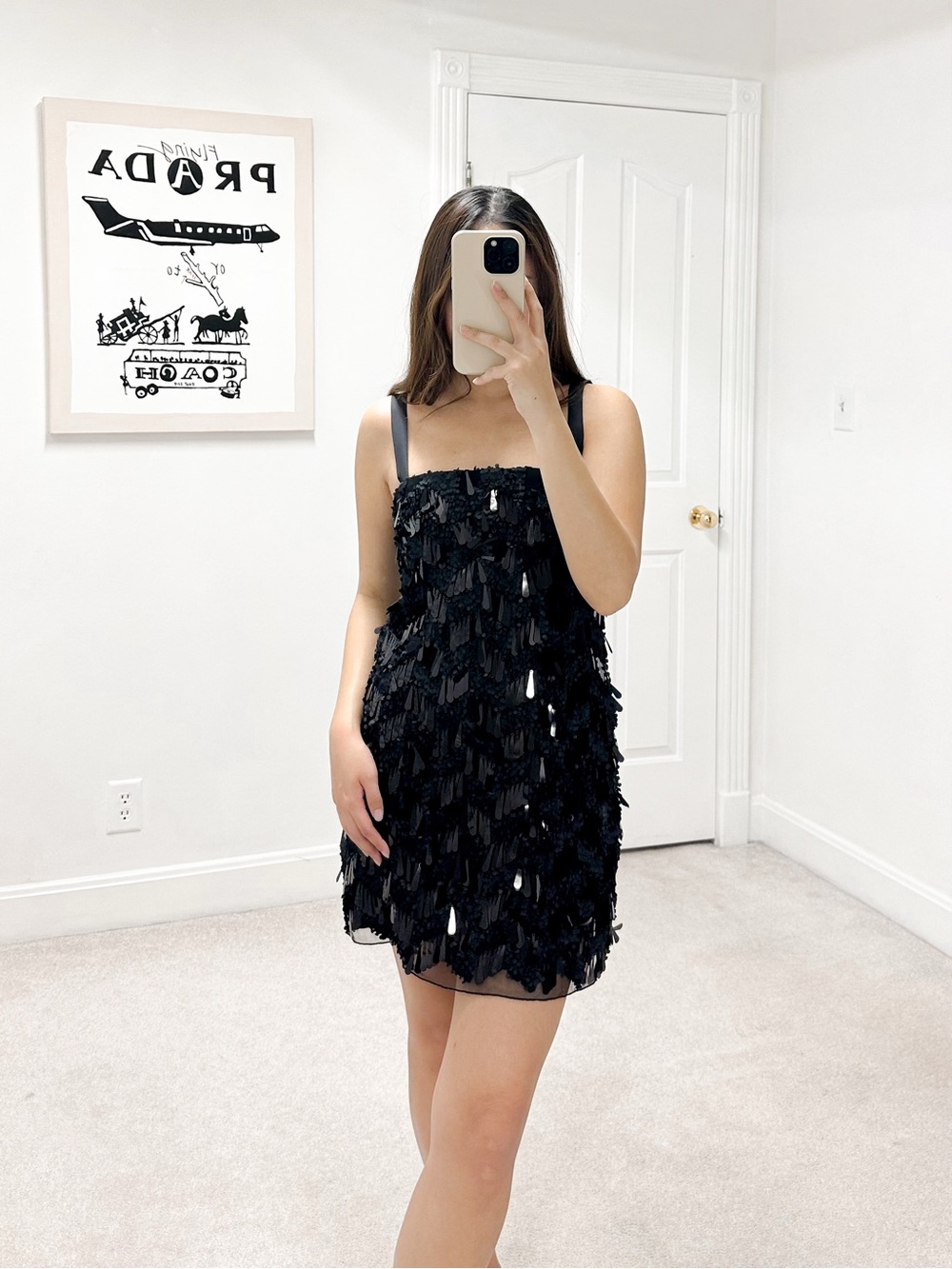 Zara Droplet Sequin Mini Black Dress